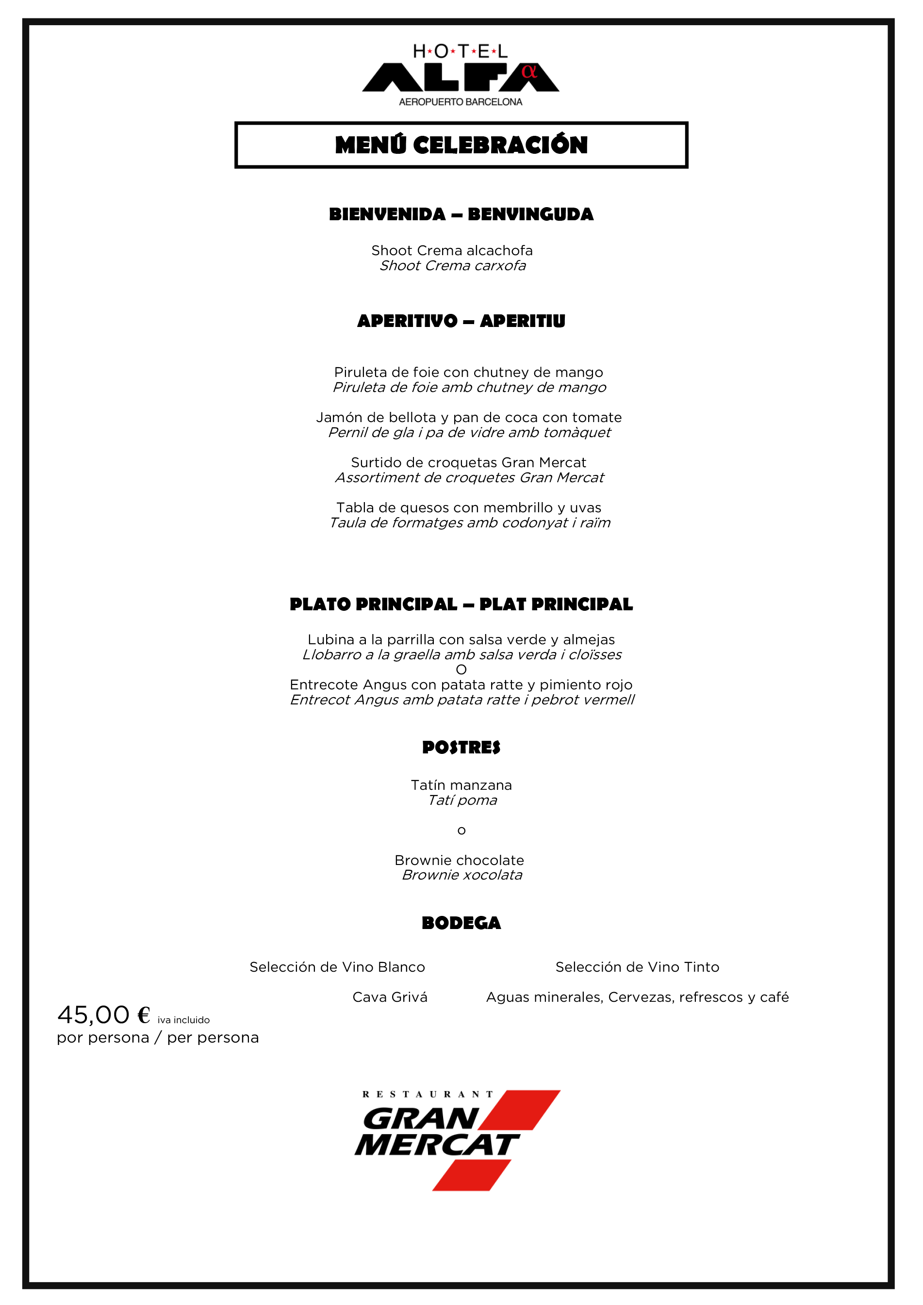 menu alfa celebracion 40eur