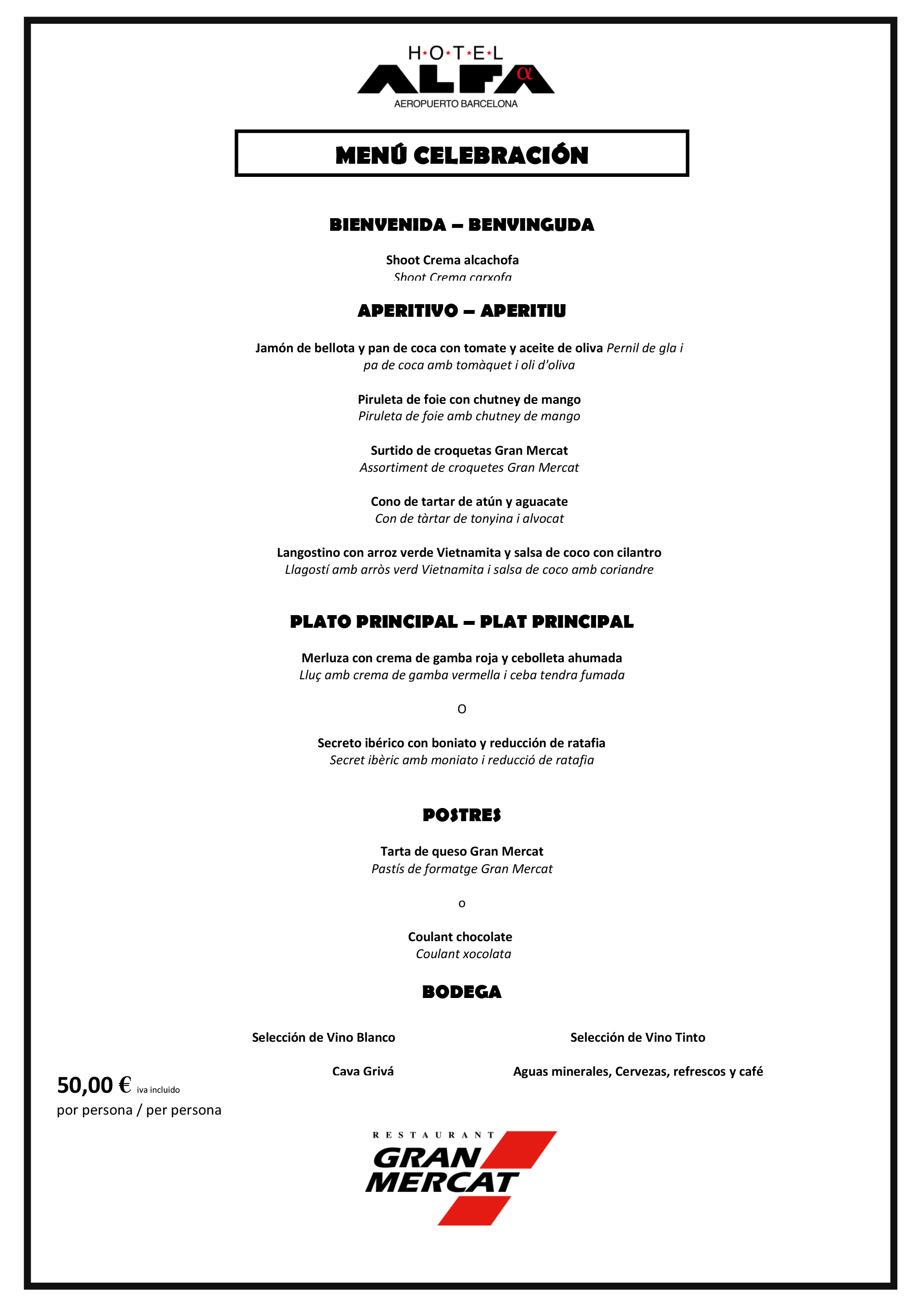 menu alfa celebracion 45eur