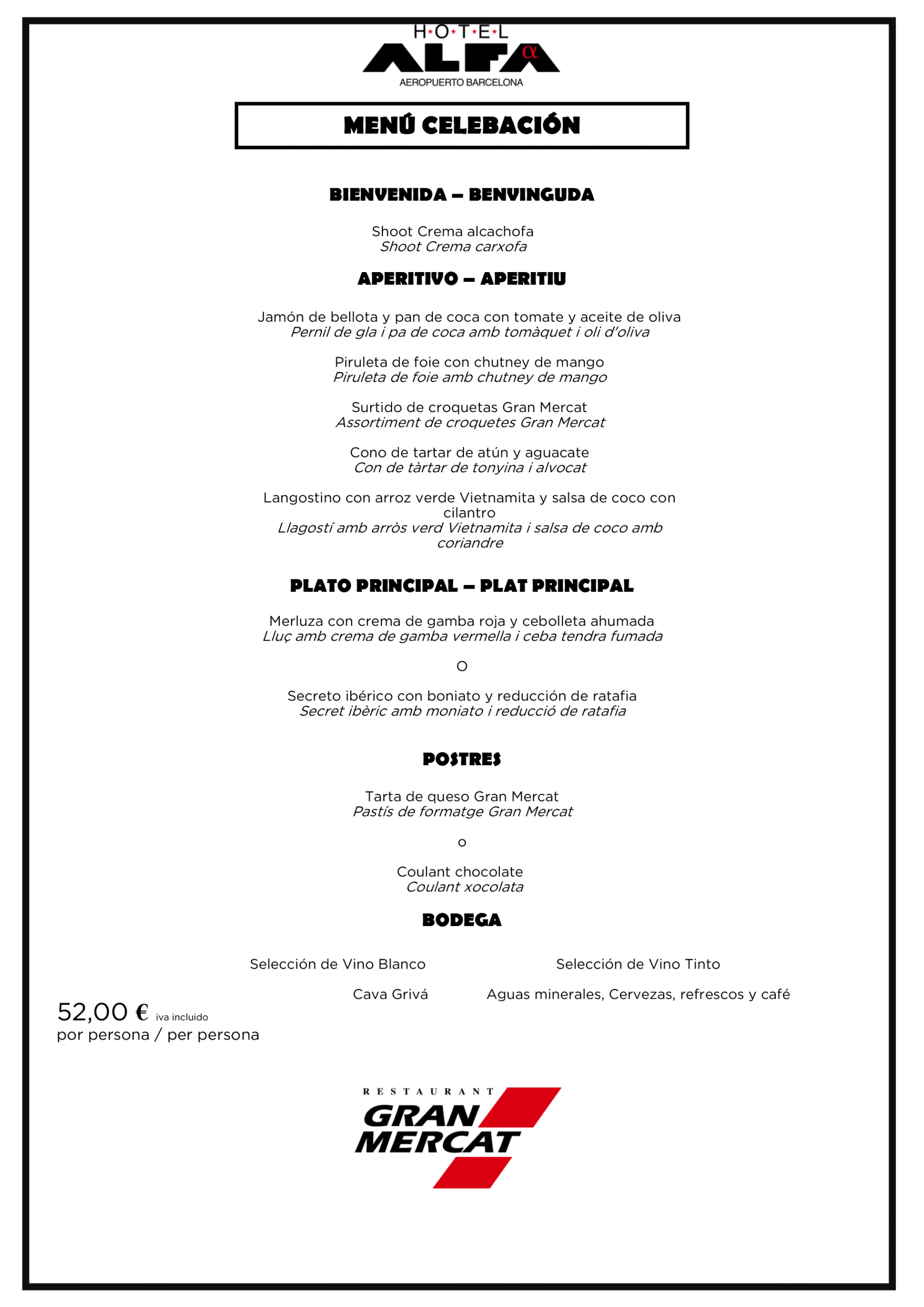 menu alfa celebracion 45eur