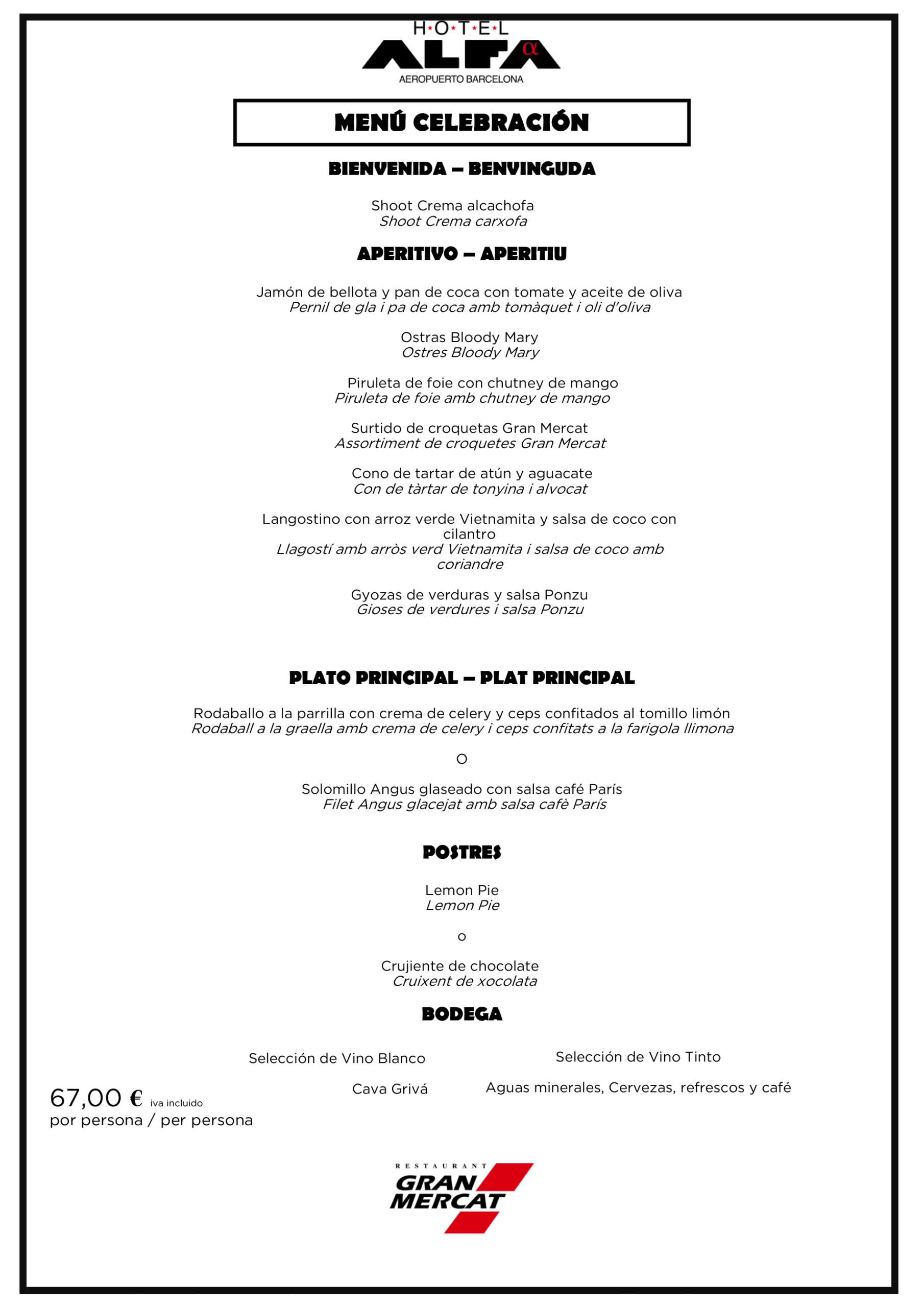 menu alfa celebracion 40eur